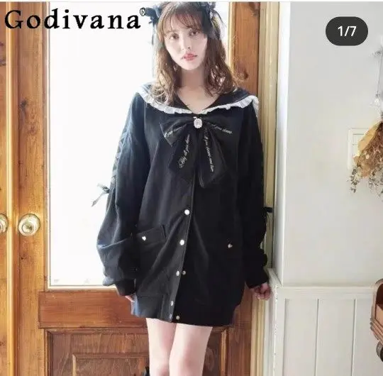 Japanese Original Lolita Mass-Produced Bow Sweet Girl Jacket Navy Collar Long Casual Loose Sweatshirt
Japanese Original Lolita Mass-Produced Bow Sweet Girl Jacket Navy Collar Long Casual Loose Sweatshirt