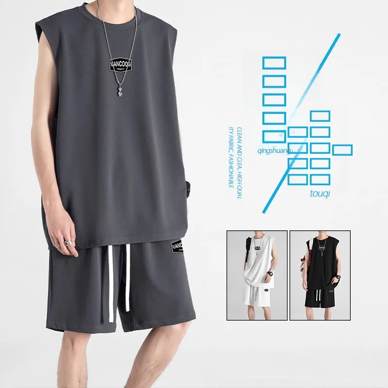 Ice Silk Thin Summer Sportswear Set for Men round Ne Svel Vest And orts Two Piece Suit Comfortable Breathable T-irt
Ice Silk Thin Summer Sportswear Set for Men round Ne Svel Vest And orts Two Piece Suit Comfortable Breathable T-irt