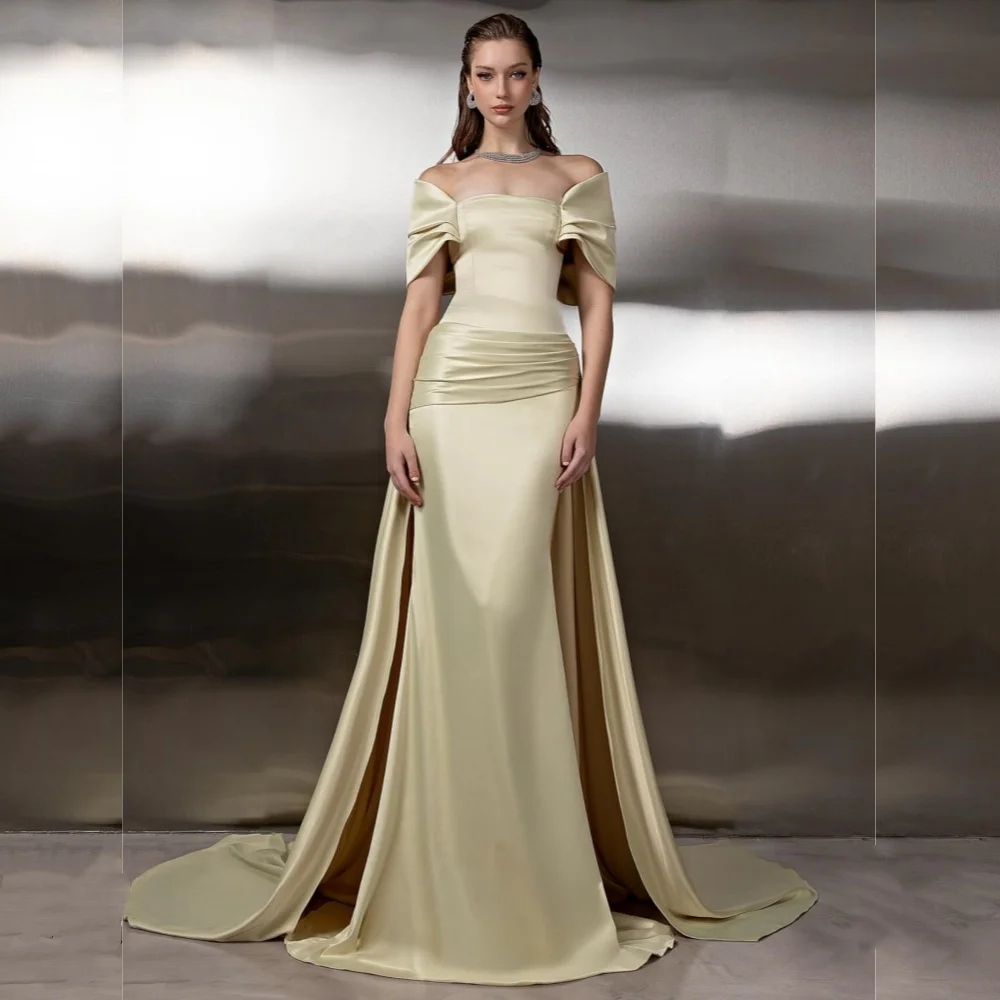 Customized Fashion Elegant Charmeuse Pleat Trumpet Off-the-shoulder Long Dresses Bespoke Occasion Matching
Customized Fashion Elegant Charmeuse Pleat Trumpet Off-the-shoulder Long Dresses Bespoke Occasion Matching