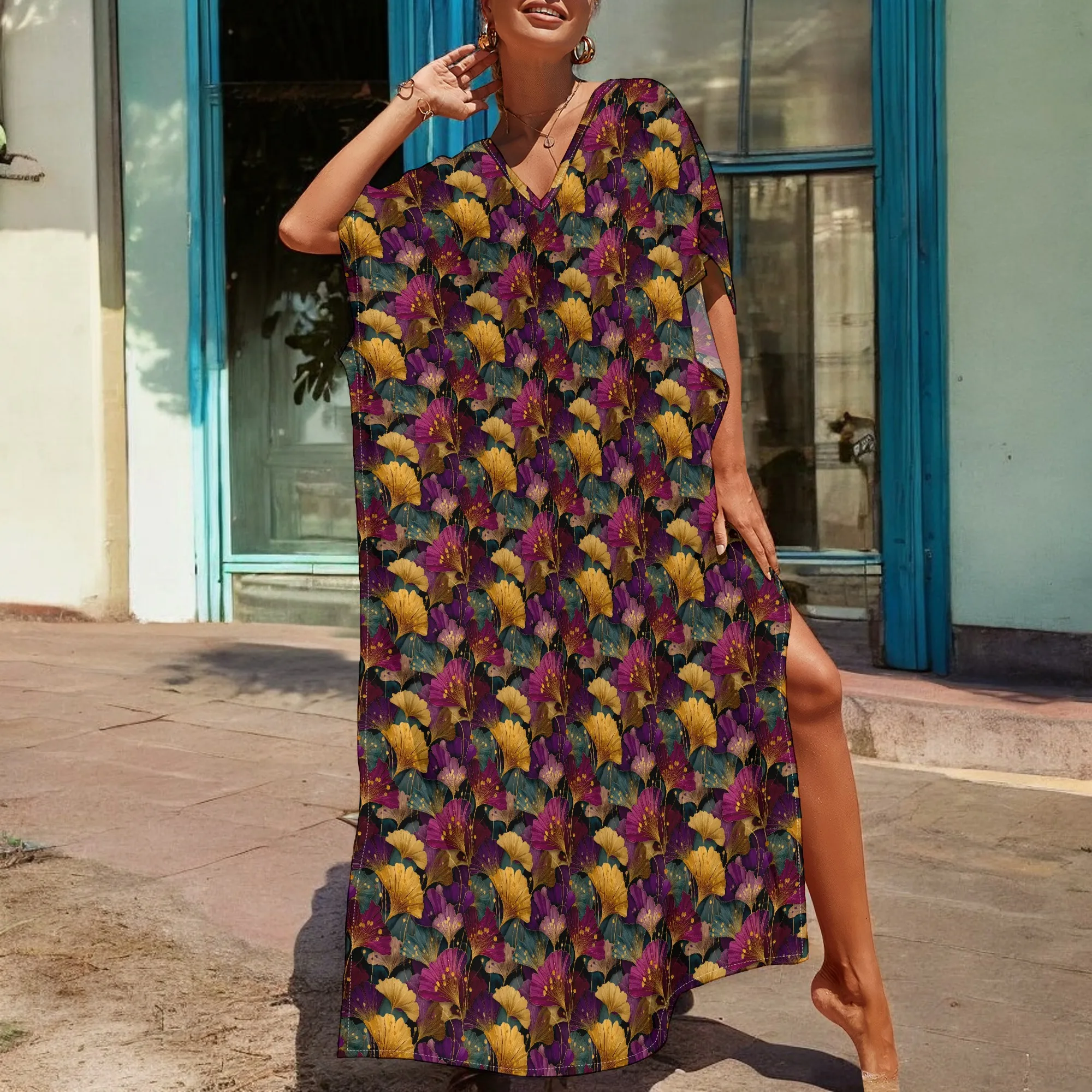 Vintage Leaf Print Kaftan Dress for Women V-Neck Loose Fit Summer Maxi Dress 2025 Oriental Boho Vacation Style S-3XL
Vintage Leaf Print Kaftan Dress for Women V-Neck Loose Fit Summer Maxi Dress 2025 Oriental Boho Vacation Style S-3XL