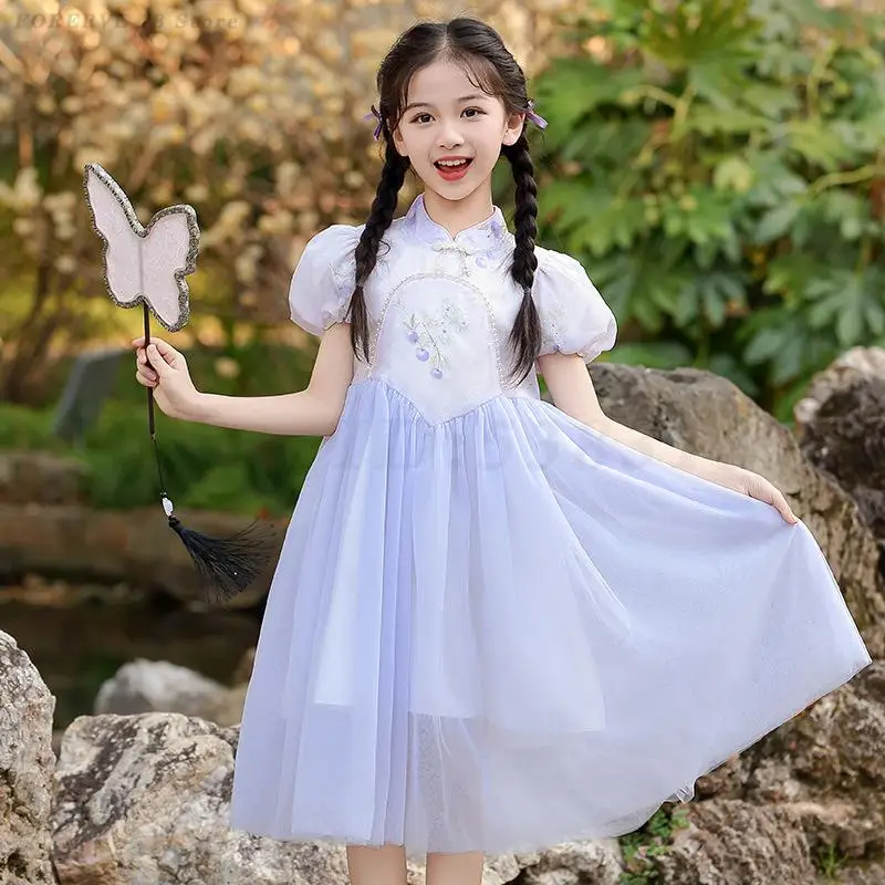 Детское платье-ципао для девочек в китайском стиле, с короткими рукавами, летнее, новое, традиционный восточный костюм принцессы
Детское платье-ципао для девочек в китайском стиле, с короткими рукавами, летнее, новое, традиционный восточный костюм принцессы