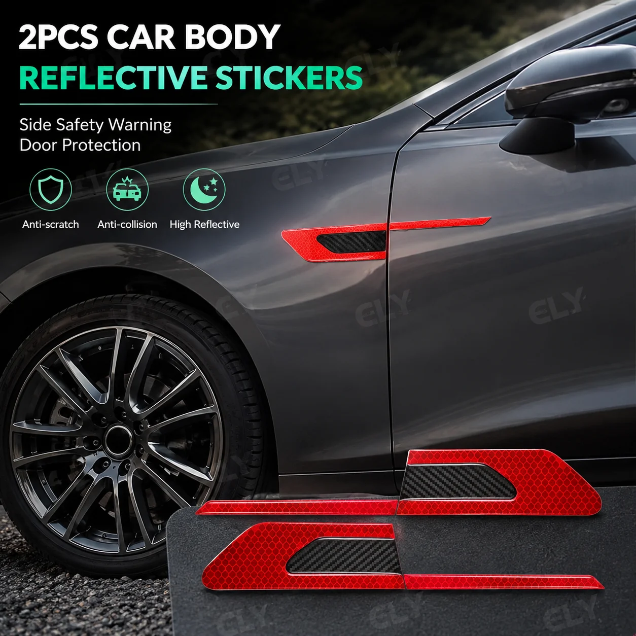 2PCS Car Body Reflective Stickers Side Safety Warning Door Protection Stickers Anti-scratch and Anti-collision Reflective Strips
2PCS Car Body Reflective Stickers Side Safety Warning Door Protection Stickers Anti-scratch and Anti-collision Reflective Strips
