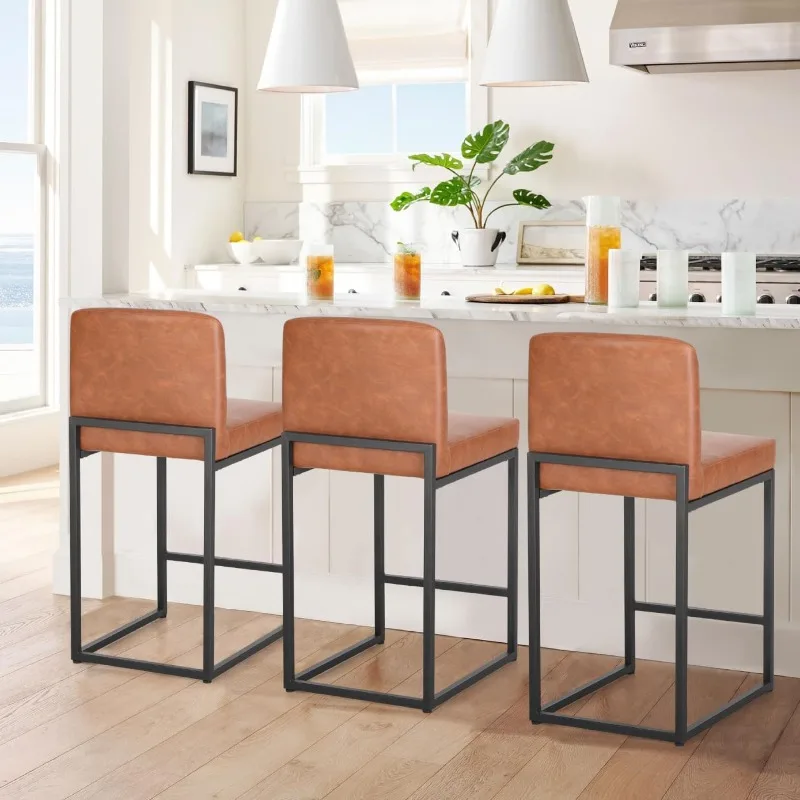 Bar Stools Set of 3 - Counter Height Bar Stool Leather Stools for Kitchen Counter, Black Bar Stools with Back
Bar Stools Set of 3 - Counter Height Bar Stool Leather Stools for Kitchen Counter, Black Bar Stools with Back