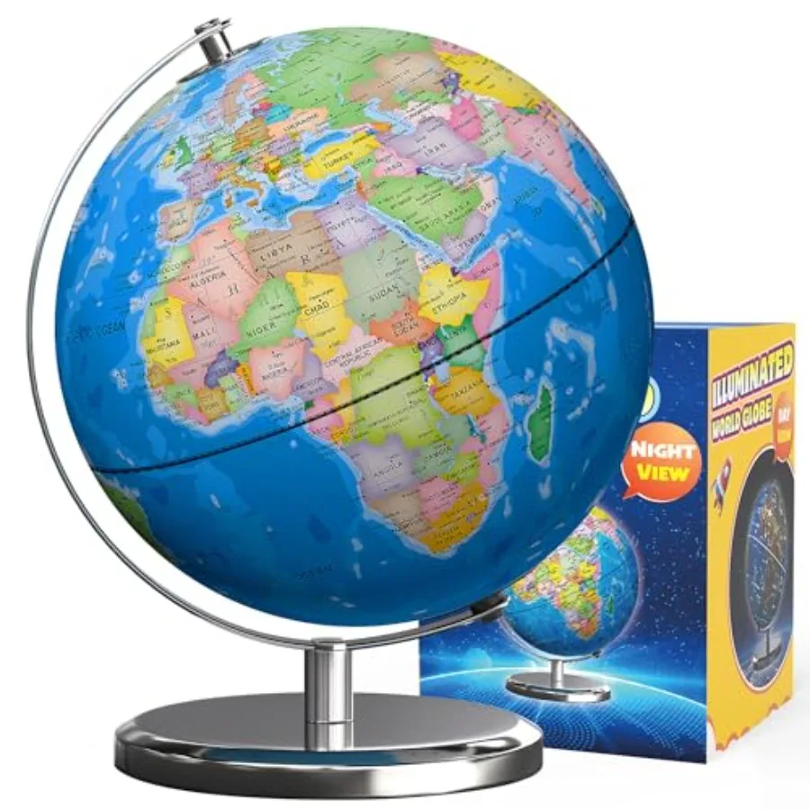 Illuminated World Globe with Stand 9" Earth Globes with Stable Heavy Metal Base for Classroom Learning LED Constellation Globe
Illuminated World Globe with Stand 9" Earth Globes with Stable Heavy Metal Base for Classroom Learning LED Constellation Globe