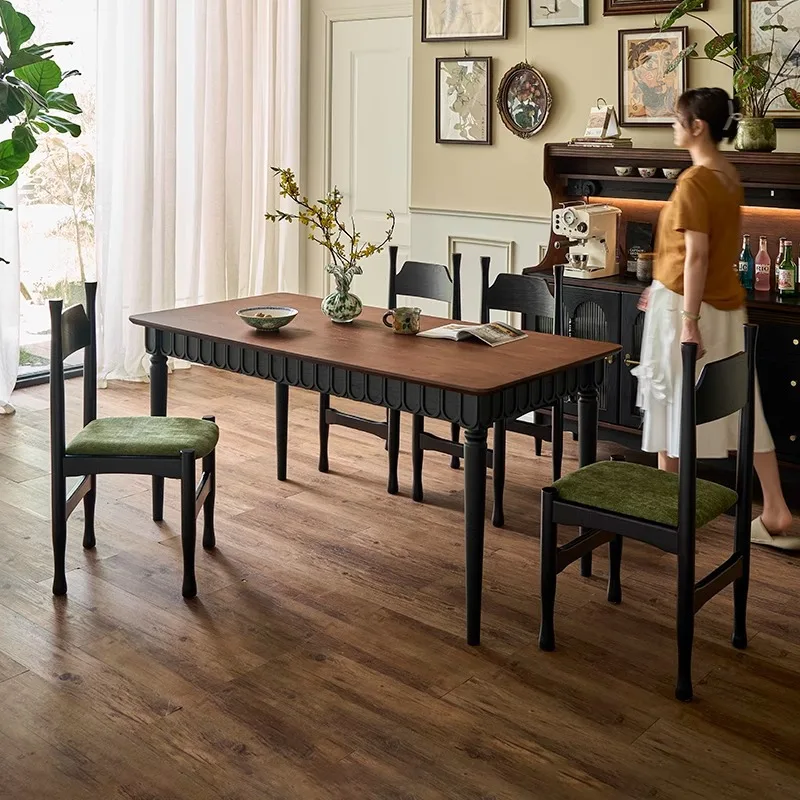 French retro solid wood dining table and chair combination small apartment light luxury household rectangular dining table desk
French retro solid wood dining table and chair combination small apartment light luxury household rectangular dining table desk