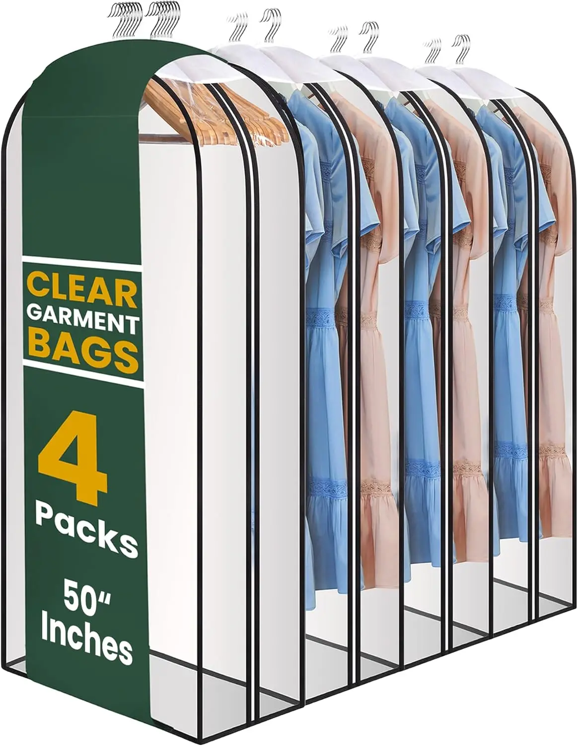 Clear Plastic Garment Bags, 4-Pack Hanging Covers for Clothes Storage, Dust Proof Wardrobe Organizer (50")
Clear Plastic Garment Bags, 4-Pack Hanging Covers for Clothes Storage, Dust Proof Wardrobe Organizer (50")