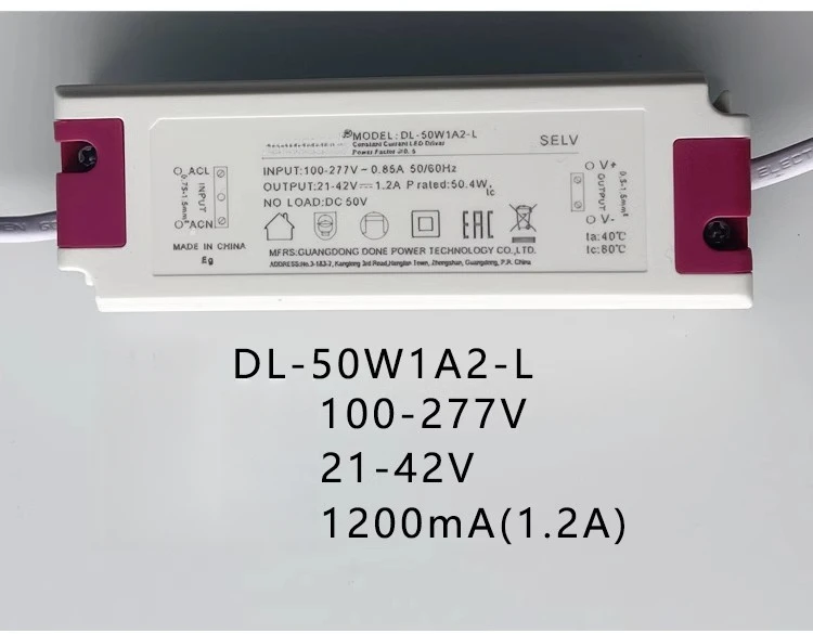 DL-50W1A2-L original LED power driver 50W 21-42V 1200MA ballast tube/spotlight transformer DONE
DL-50W1A2-L original LED power driver 50W 21-42V 1200MA ballast tube/spotlight transformer DONE