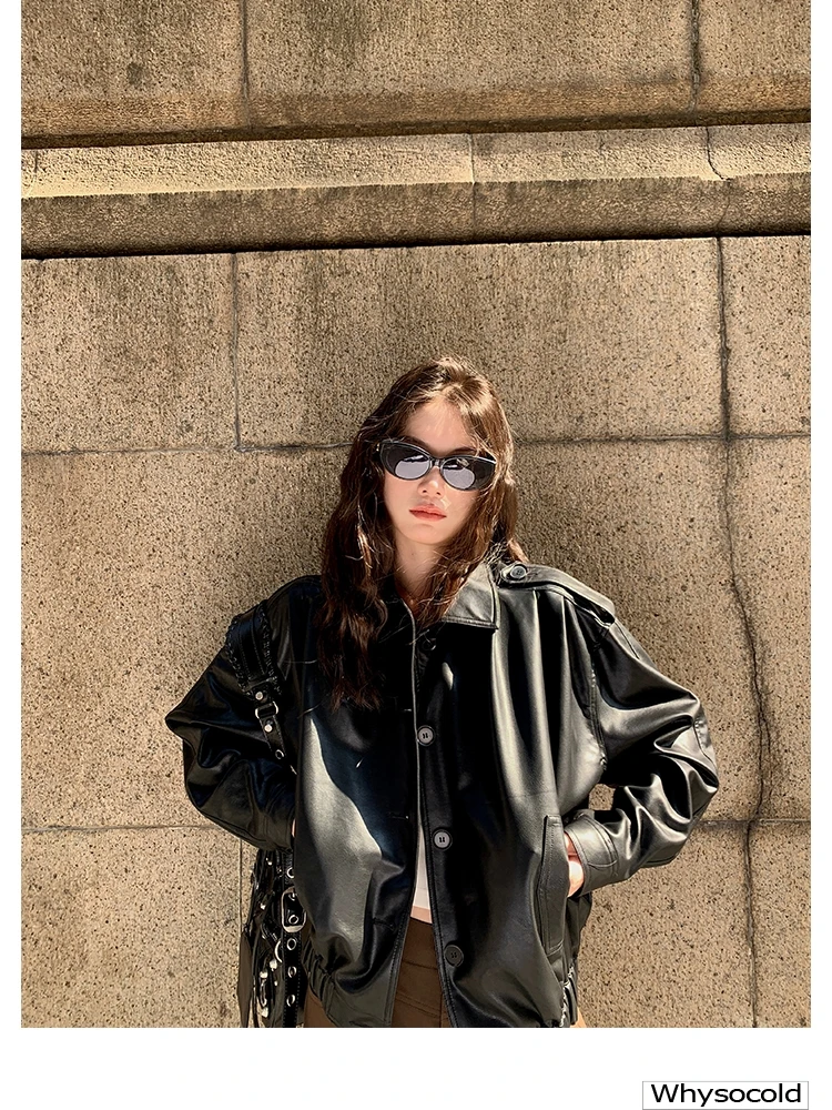 Модная ретро-куртка-косуха для женщин, осенне-зимнее кожаное пальто свободного кроя, черное/коричневое, из синтетической кожи, для повседневной носки
Модная ретро-куртка-косуха для женщин, осенне-зимнее кожаное пальто свободного кроя, черное/коричневое, из синтетической кожи, для повседневной носки