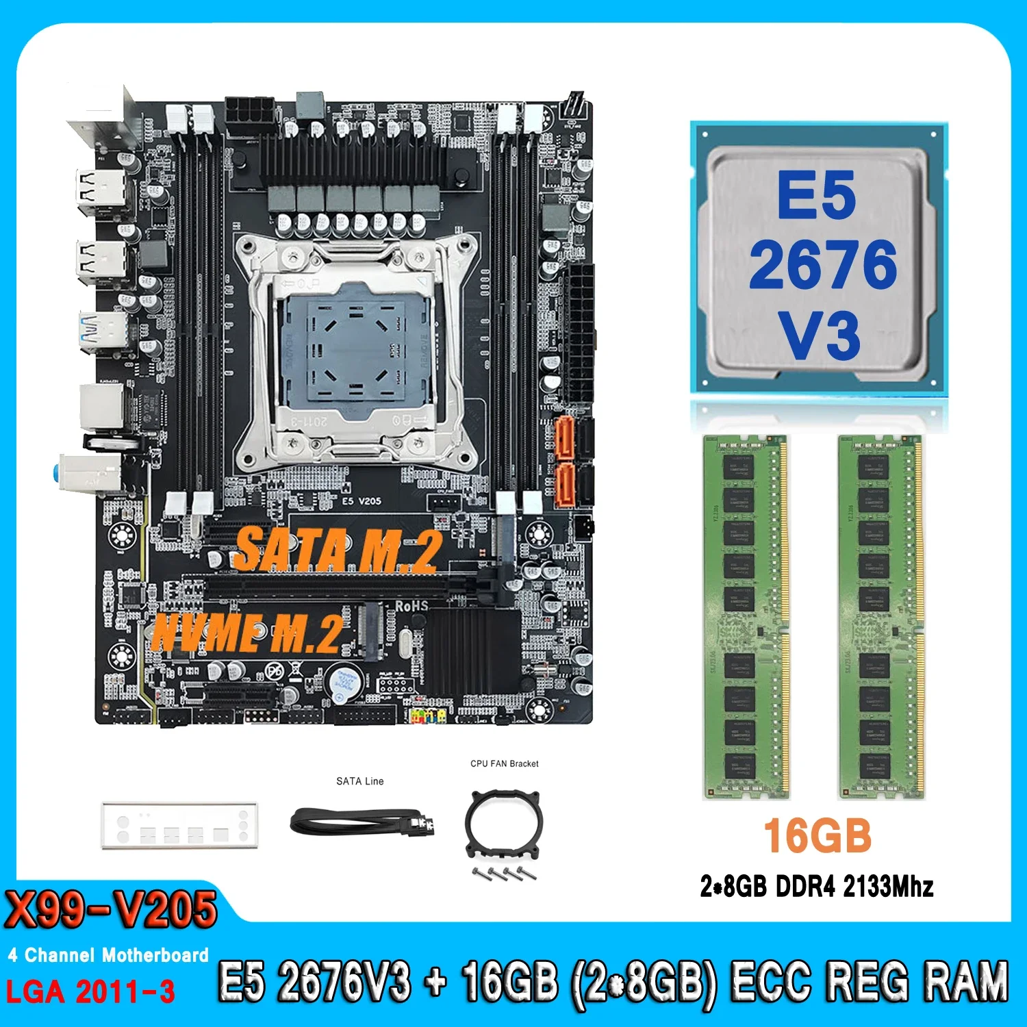 X99 Motherboard kit with Intel Xeon E5 2676 V3 CPU DDR4 16GB (2*8GB) 2133MHz Four Channel RAM Set E5 2676V3 Computer Motherboard
X99 Motherboard kit with Intel Xeon E5 2676 V3 CPU DDR4 16GB (2*8GB) 2133MHz Four Channel RAM Set E5 2676V3 Computer Motherboard