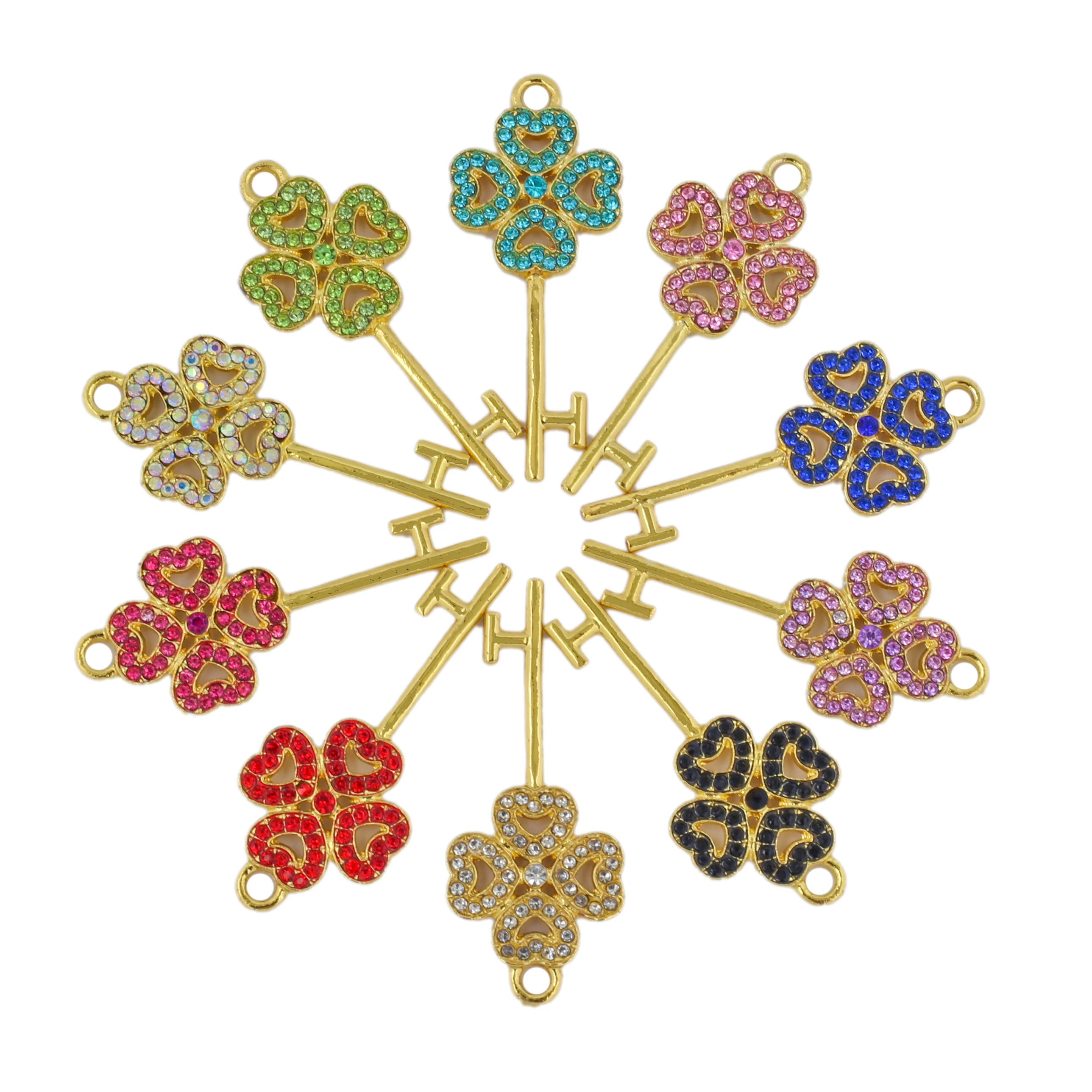 10pcs Four Leaf Clover Key Charms with Rhinestone Fit for Bracelet Bangle Jewelry Making DIY Accessories Wholesale LKC030-LKC031
10pcs Four Leaf Clover Key Charms with Rhinestone Fit for Bracelet Bangle Jewelry Making DIY Accessories Wholesale LKC030-LKC031