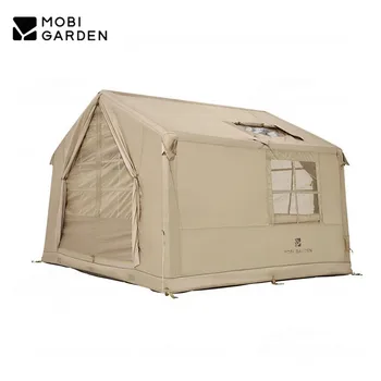 MOBI GARDEN 7 평방 미터 야외 캠핑 에어 텐트 클라우드 홈, 장기 방수 방풍 차량 윤곽, 굴뚝 입구가 있는 전신 PVC