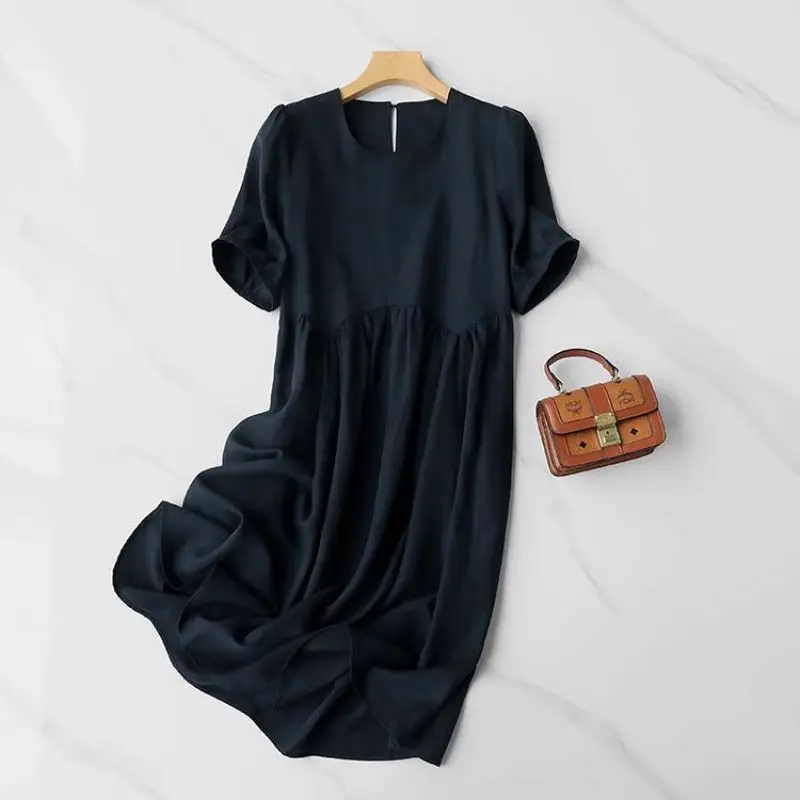 Dave&di Temperament Linen Comfortable Loose Pleated Waist Round Neck Short Sleeved Dress Party Dresses Vestidos Women's Dress
Dave&di Temperament Linen Comfortable Loose Pleated Waist Round Neck Short Sleeved Dress Party Dresses Vestidos Women's Dress