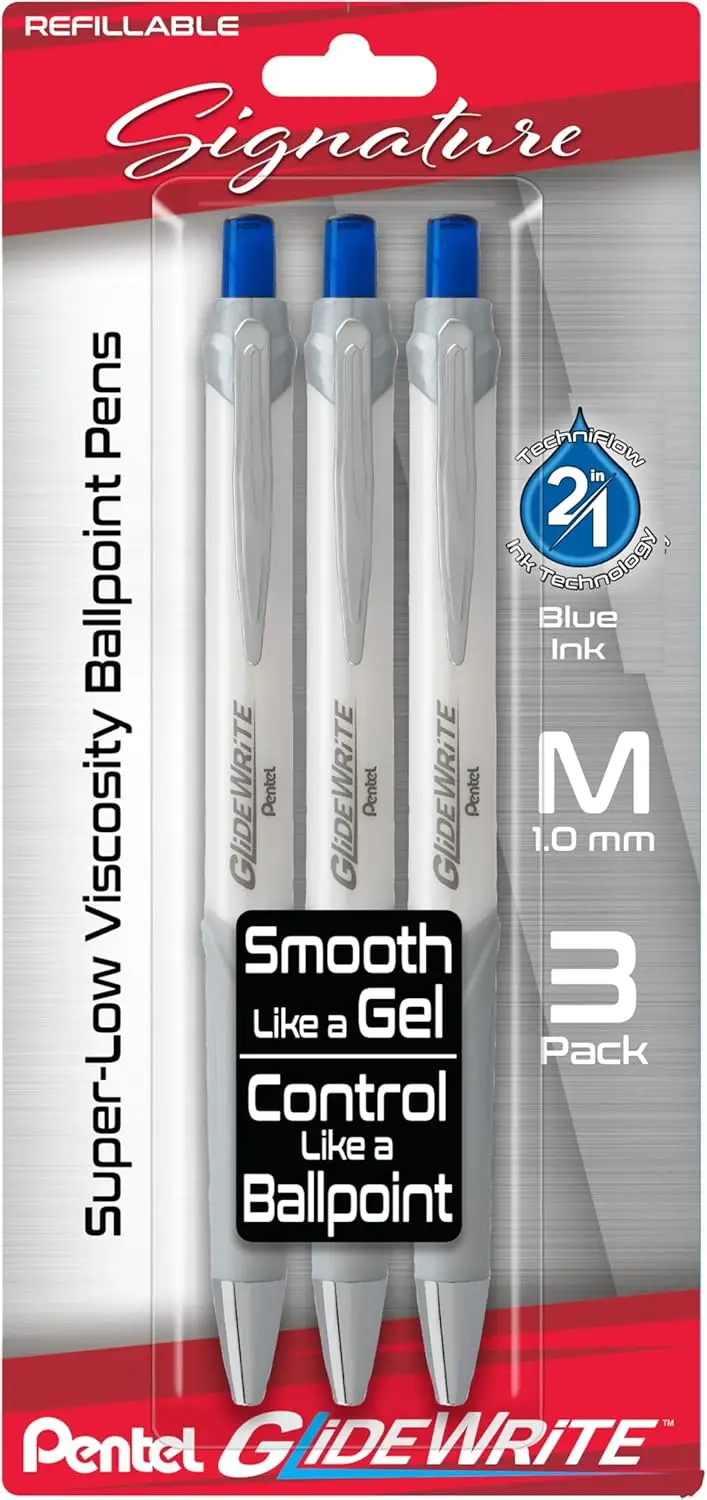 Smooth Writing Ballpoint Pen, 1.0mm Medium Point, Blue Ink, 3-Pack, Comfort Grip, Refillable
Smooth Writing Ballpoint Pen, 1.0mm Medium Point, Blue Ink, 3-Pack, Comfort Grip, Refillable
