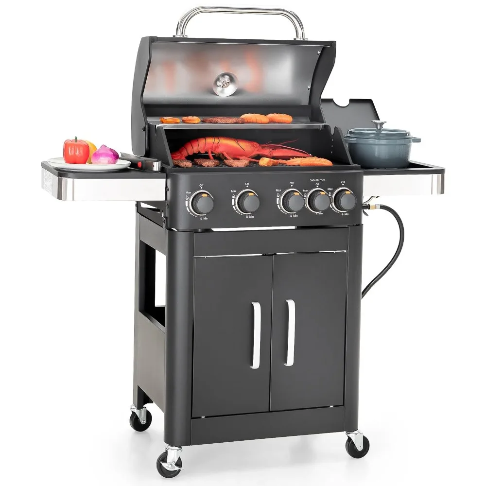 4-Burner Propane Gas BBQ Grill with Side Burner & Porcelain-Enameled Cast Iron Grates, 46,700 BTU Output for, Customized
4-Burner Propane Gas BBQ Grill with Side Burner & Porcelain-Enameled Cast Iron Grates, 46,700 BTU Output for, Customized