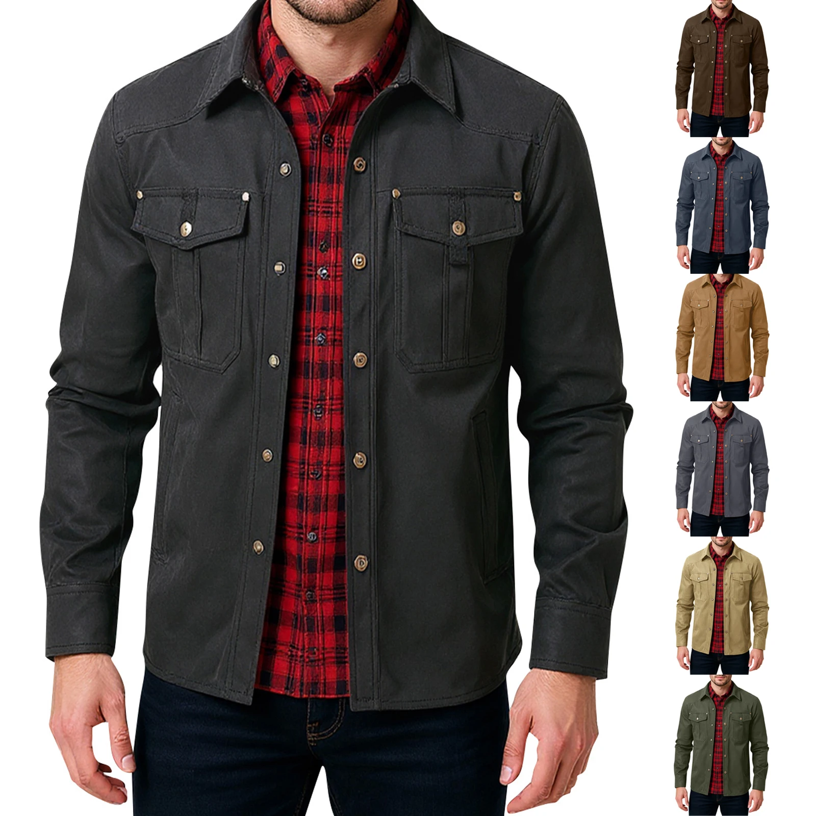 Casual Men's Jacket Men's Jackets Spring Flannel Lined Shirt Coat Men's Jackets Windproof Western Cowboy Casual Coat
Casual Men's Jacket Men's Jackets Spring Flannel Lined Shirt Coat Men's Jackets Windproof Western Cowboy Casual Coat