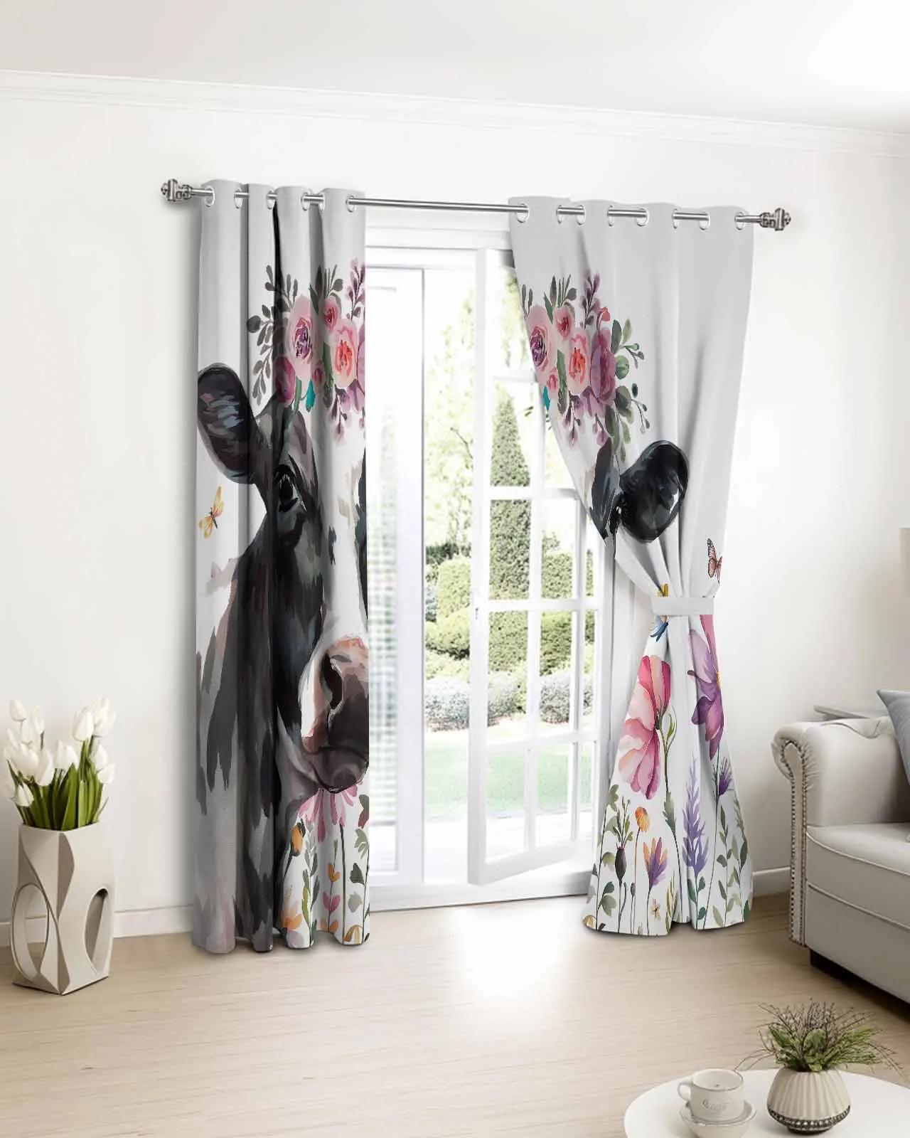 Farmhouse Wildflowers Cow Floral Window Curtain Bedroom Decor Curtain Panel Curtains for Living Room
Farmhouse Wildflowers Cow Floral Window Curtain Bedroom Decor Curtain Panel Curtains for Living Room