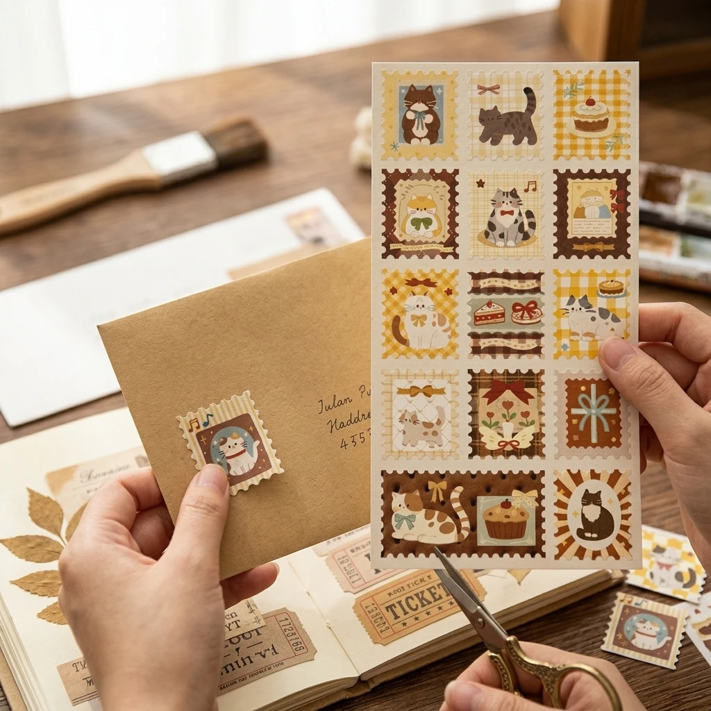 Thick Cardstock Vintage Cat Stamp Stickers With Strong Self-Adhesive Waterproof Finish For Journaling Scrapbooking Envelope
Thick Cardstock Vintage Cat Stamp Stickers With Strong Self-Adhesive Waterproof Finish For Journaling Scrapbooking Envelope