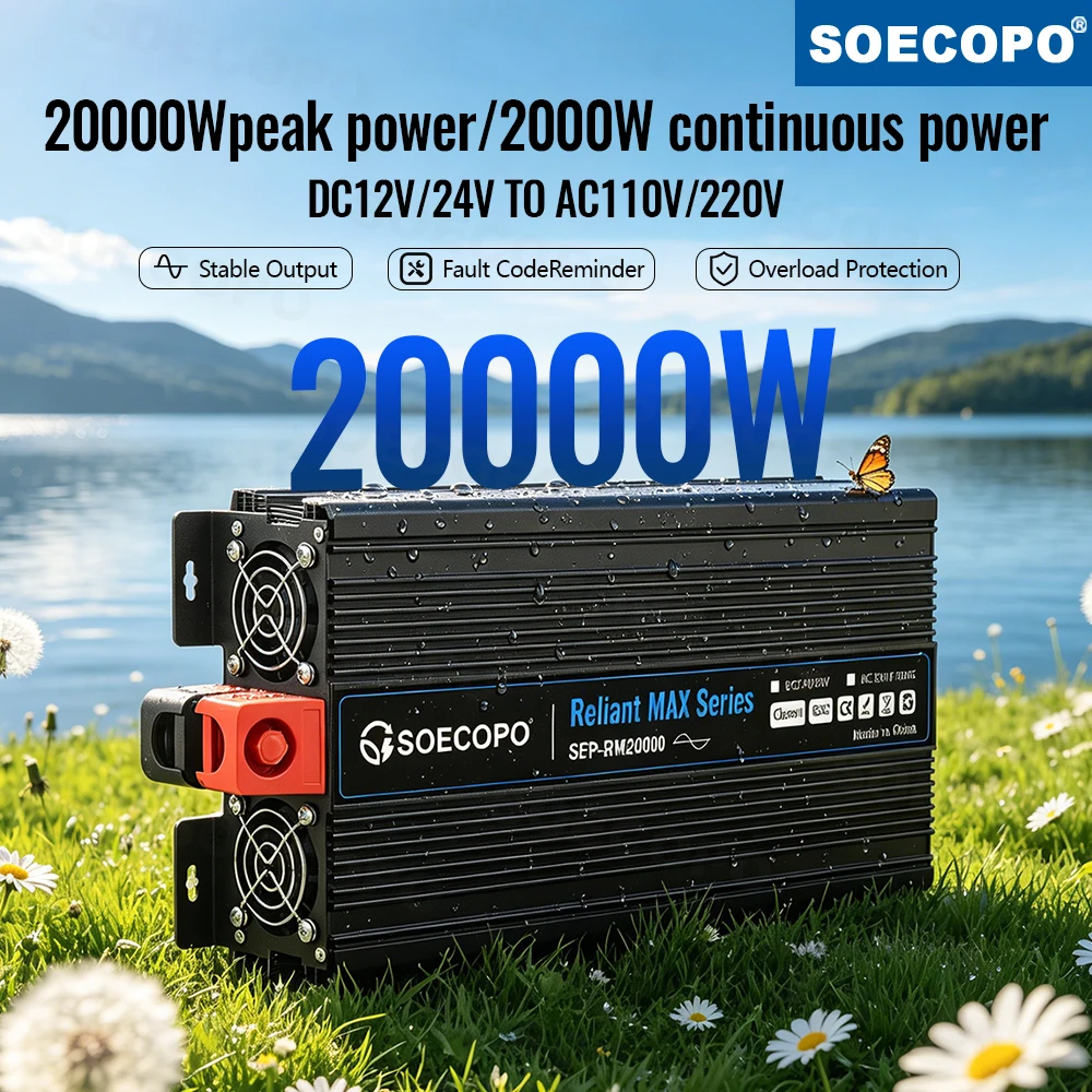 Durable 20000W Peak Smart Power Inverter DC12V/24V AC110V/220V LCD Intelligent Cooling Multi Protection For Home Emergency Use
Durable 20000W Peak Smart Power Inverter DC12V/24V AC110V/220V LCD Intelligent Cooling Multi Protection For Home Emergency Use