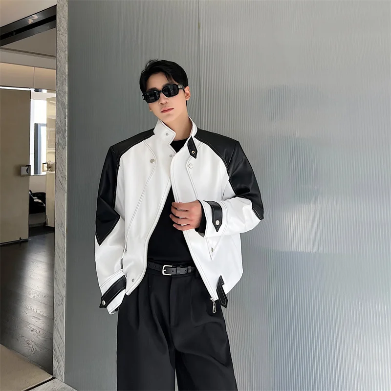 Мужская осенняя модная куртка-бомбер с воротником-стойкой, из кожи и ткани, черно-белая, контрастная, в бейсбольном стиле, верхняя одежда
Мужская осенняя модная куртка-бомбер с воротником-стойкой, из кожи и ткани, черно-белая, контрастная, в бейсбольном стиле, верхняя одежда