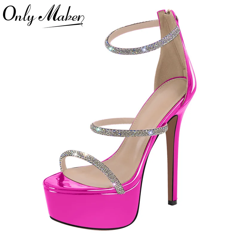 Onlymaker Women Pink Open Toe Platform Rhinestones Thin High Heel Sandals Colors Party Dress Straps Big Size Sandals
Onlymaker Women Pink Open Toe Platform Rhinestones Thin High Heel Sandals Colors Party Dress Straps Big Size Sandals
