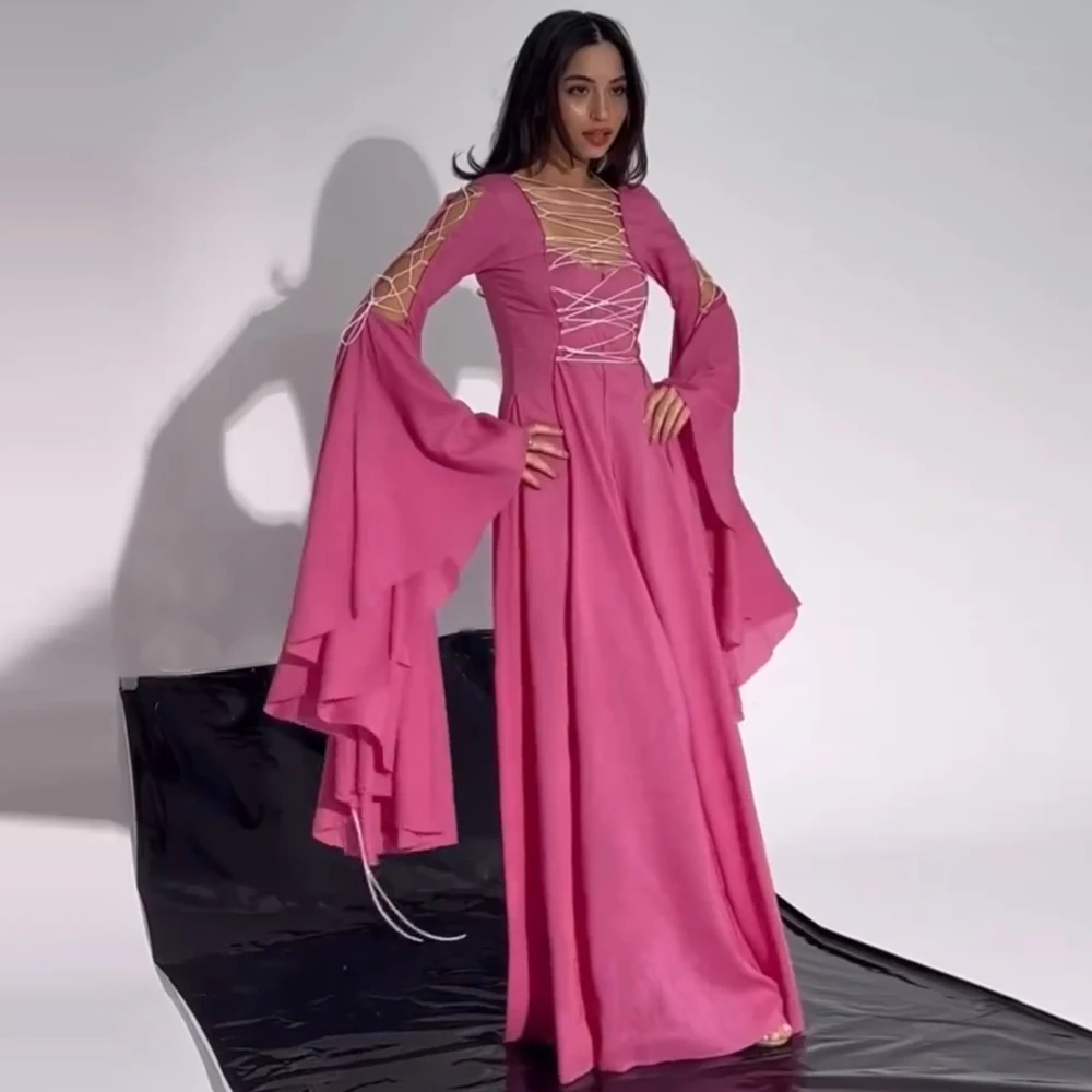 Chic Sexy Evening Dresses Chiffon A-line Valentine's Day Dress Hot Pink Square Neck Criss-Cross Dress Long
Chic Sexy Evening Dresses Chiffon A-line Valentine's Day Dress Hot Pink Square Neck Criss-Cross Dress Long