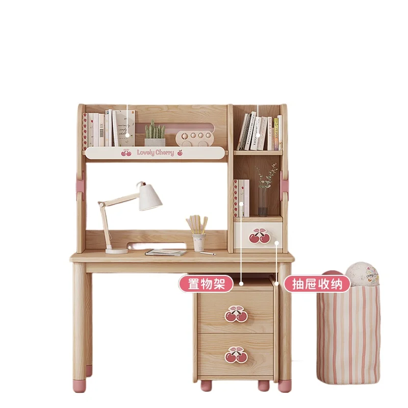 Ash wood children's writing table and chair set children's bookcase combination boys and girls study table and chair 
Ash wood children's writing table and chair set children's bookcase combination boys and girls study table and chair