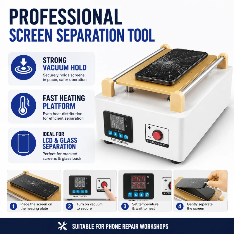 946A Plastic Shell Screen Separator with Strong Vacuum Pump Portable LCD Touch Screen Disassembly Repair Machine
946A Plastic Shell Screen Separator with Strong Vacuum Pump Portable LCD Touch Screen Disassembly Repair Machine