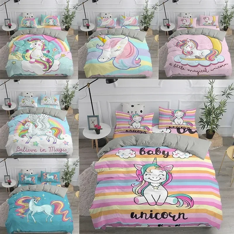 Children 3D Cute Unicorn Cartoon Bedding Set Twin Single Sizes 2-3 Pcs Bed With Pillowcase Home Duvet Cover 90 Bedclothes
Children 3D Cute Unicorn Cartoon Bedding Set Twin Single Sizes 2-3 Pcs Bed With Pillowcase Home Duvet Cover 90 Bedclothes