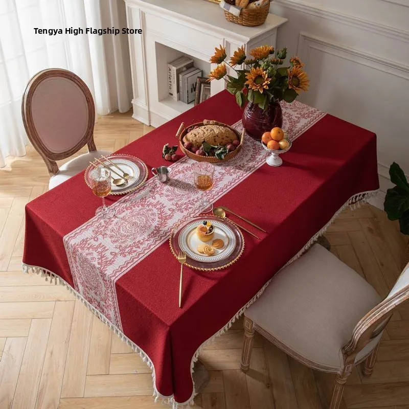 Red Wedding Celebration New Year Polyester Taffeta Floral Tassel Tablecloth Tea Table Cover Polyester Fiber Stripe Pattern
Red Wedding Celebration New Year Polyester Taffeta Floral Tassel Tablecloth Tea Table Cover Polyester Fiber Stripe Pattern