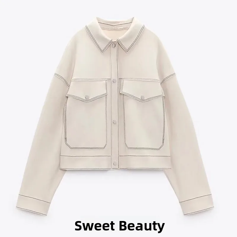 Женская приталенная куртка Ele из вельвета с контрастной строчкой, модная верхняя одежда с воротником, осень 2023
Женская приталенная куртка Ele из вельвета с контрастной строчкой, модная верхняя одежда с воротником, осень 2023