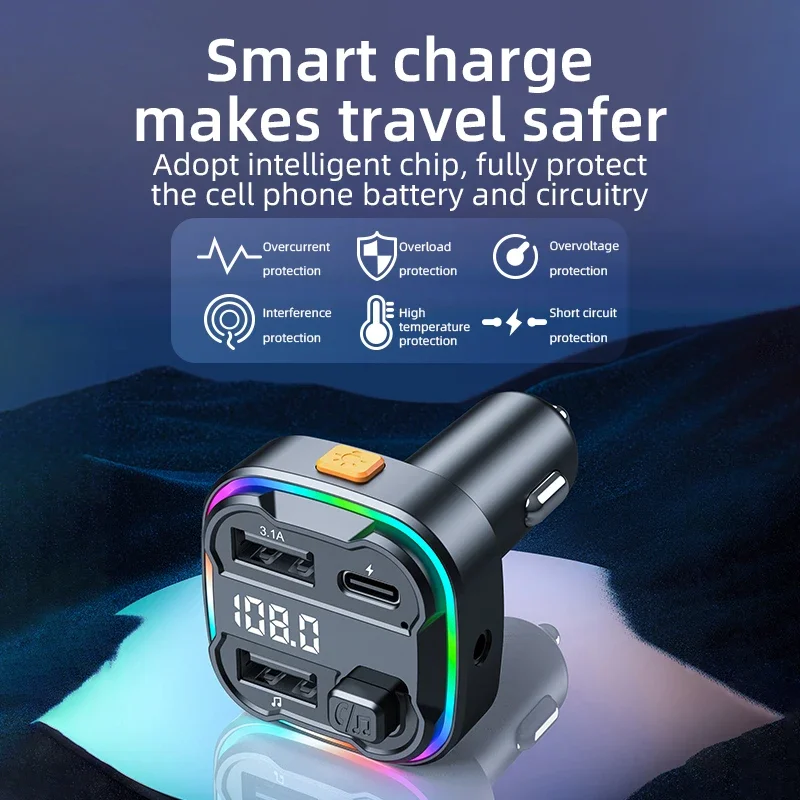 Bluetooth 5.3 Car Charger FM Transmitter PD Type-C USB Ambient Player MP3 Charger Type-C Wireless Light 3.1A Handsfree QC3.0
Bluetooth 5.3 Car Charger FM Transmitter PD Type-C USB Ambient Player MP3 Charger Type-C Wireless Light 3.1A Handsfree QC3.0