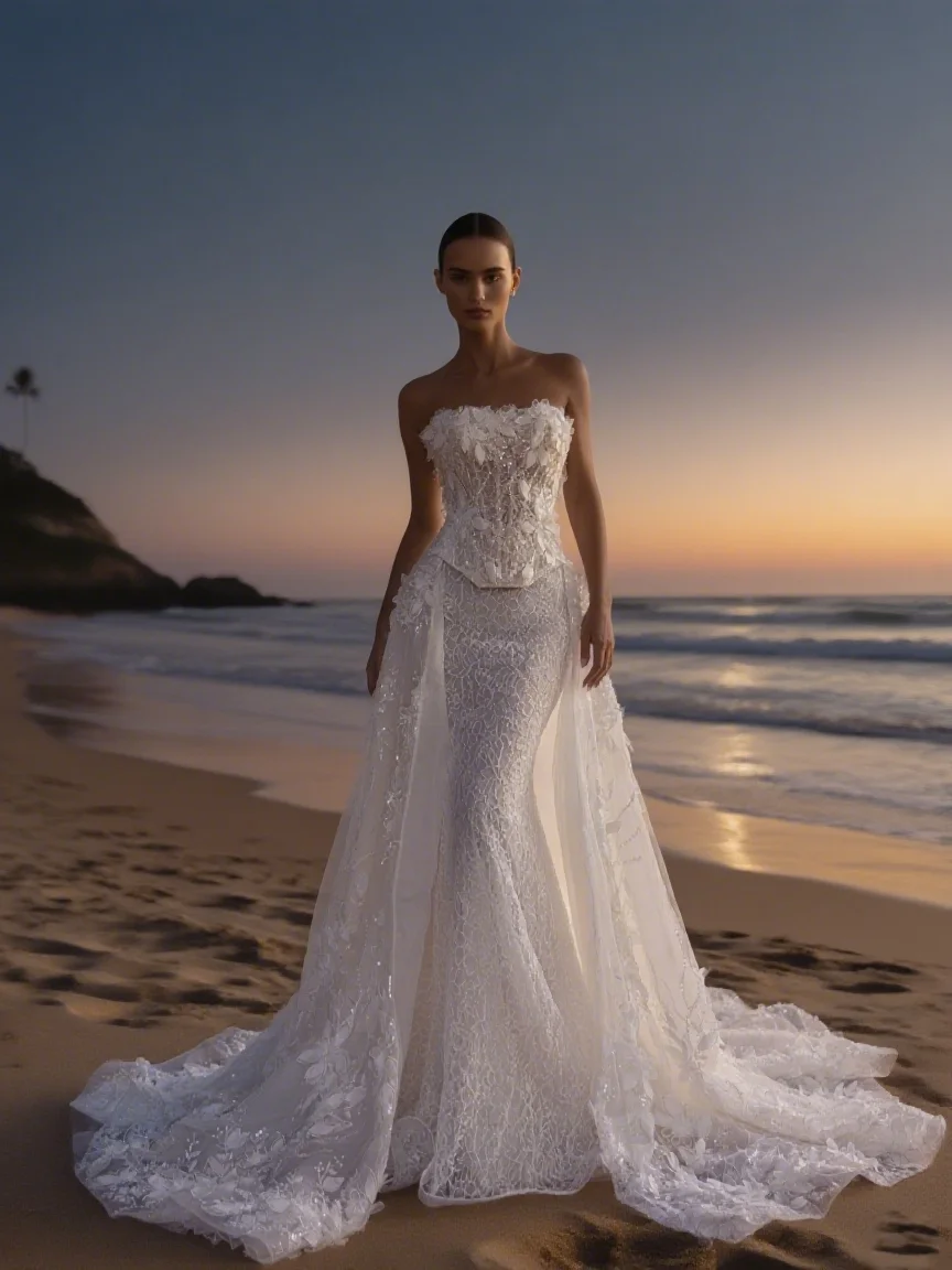 Mermaid Wedding Dress Detachable Train Lace With Shiny Beads 3D Flower Bridal Gown Dresses For Bride Customized
Mermaid Wedding Dress Detachable Train Lace With Shiny Beads 3D Flower Bridal Gown Dresses For Bride Customized