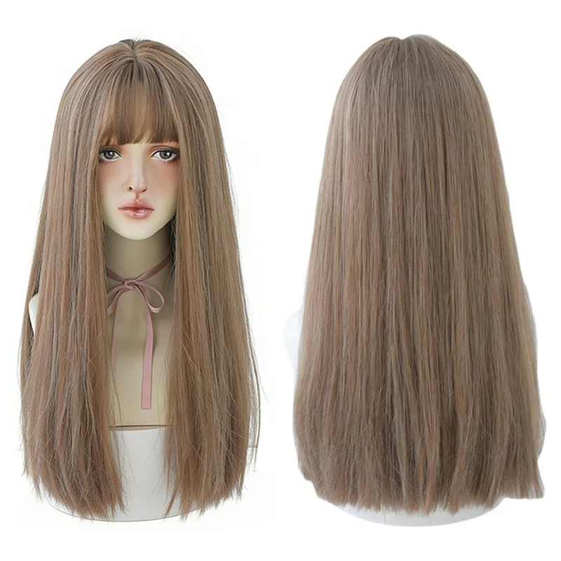 22" Honey Tea Brown Long Straight Wig with Air Bangs Soft Heat Resistant Synthetic Lolita Wig For Women Halloween Daily Party
22" Honey Tea Brown Long Straight Wig with Air Bangs Soft Heat Resistant Synthetic Lolita Wig For Women Halloween Daily Party