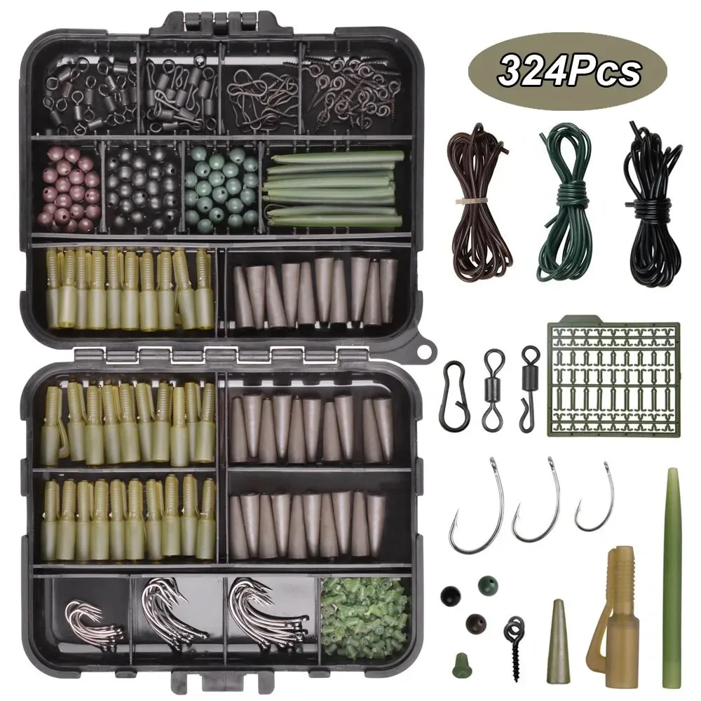 324Pcs Carp Fishing Accessories Tackle Kit Anti Tangle Sleeves Lead Clips Hooks Swivels Hook Stop Beads Boilie Bait Screw
324Pcs Carp Fishing Accessories Tackle Kit Anti Tangle Sleeves Lead Clips Hooks Swivels Hook Stop Beads Boilie Bait Screw