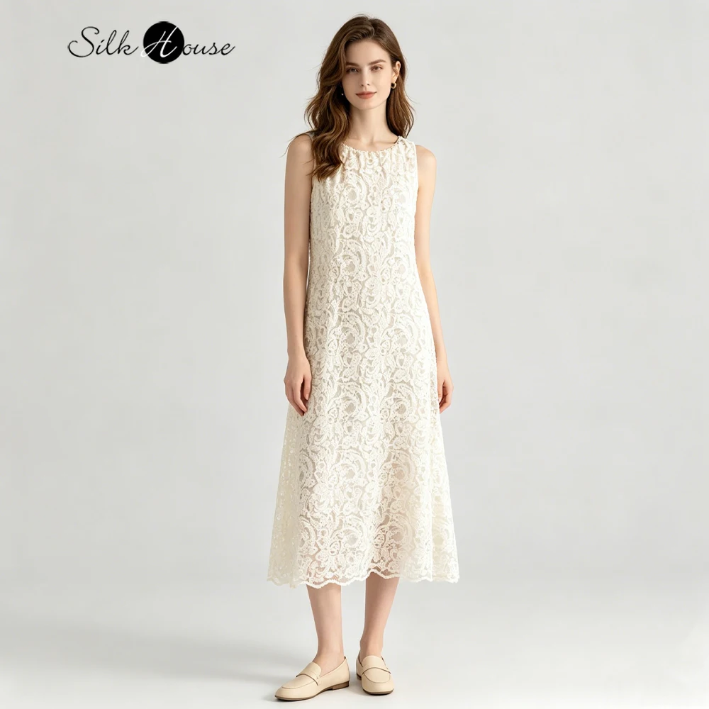 French Romantic Style Heavy Industry Sequin Embroidery Natural Mulberry Silk Beige Round Neck Lining Sleeveless Vest Dress
French Romantic Style Heavy Industry Sequin Embroidery Natural Mulberry Silk Beige Round Neck Lining Sleeveless Vest Dress