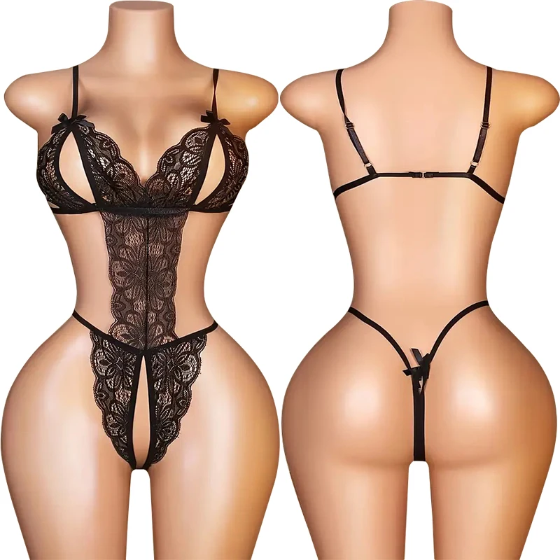 One Pieces Sexy Crotchless Lingeries For Women Lace Bow Hollow Underwear Set Erotic Costumes Deep V Open Bra Teddy Lingerie Sets
One Pieces Sexy Crotchless Lingeries For Women Lace Bow Hollow Underwear Set Erotic Costumes Deep V Open Bra Teddy Lingerie Sets