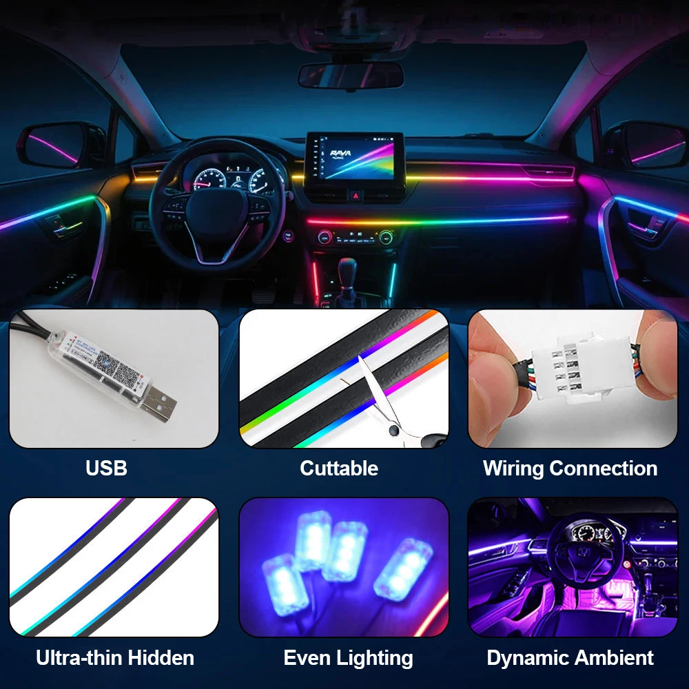 USB LED APP Control Car Interior Ambient Light for Tesla Model For 110/140CM Acrylic Light Strip RGB Symphony Atmosphere LED 5V
USB LED APP Control Car Interior Ambient Light for Tesla Model For 110/140CM Acrylic Light Strip RGB Symphony Atmosphere LED 5V