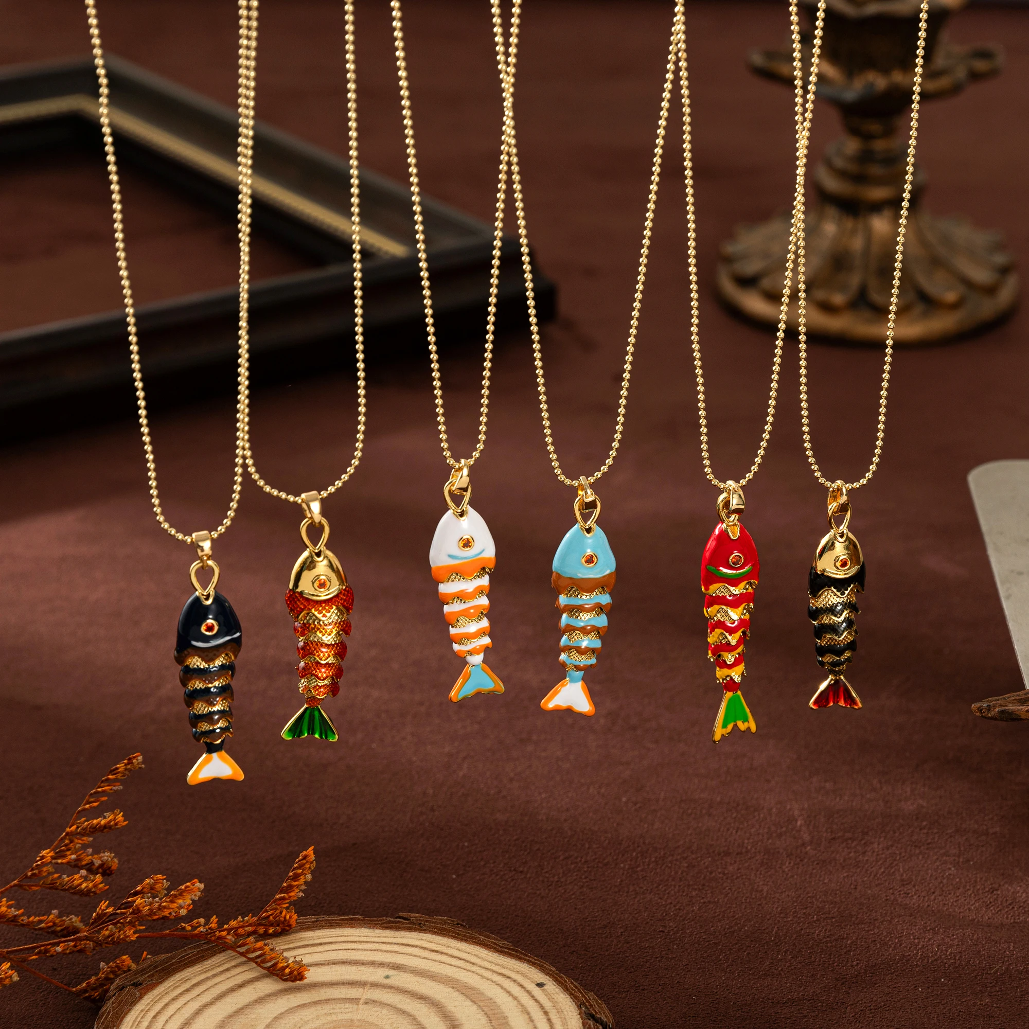 18K Gold Plated Enamel Fish Pendant Necklace, Colorful Boho Charm Jewelry for Women, Unique Gift for DIY Layered Chain Styling
18K Gold Plated Enamel Fish Pendant Necklace, Colorful Boho Charm Jewelry for Women, Unique Gift for DIY Layered Chain Styling