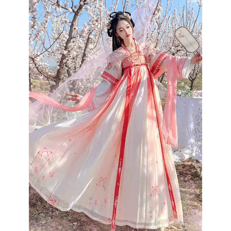 Ancient Traditional Chinese Women Elegant Hanfu Dress Fairy Embroidery Stage Folk Dance Costume Retro Song Dynasty Party Dresses
Ancient Traditional Chinese Women Elegant Hanfu Dress Fairy Embroidery Stage Folk Dance Costume Retro Song Dynasty Party Dresses