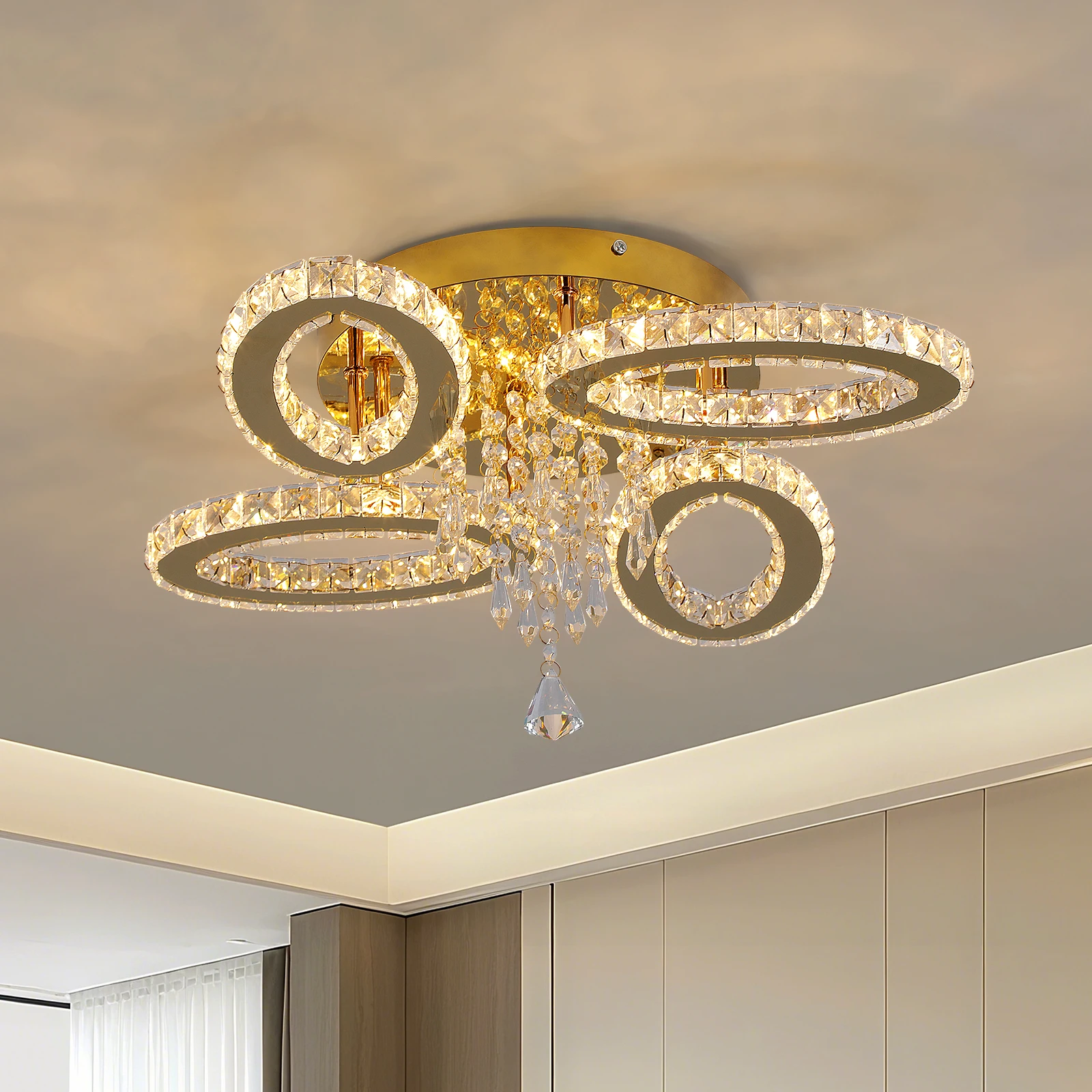 Chandelier Modern Luxury Crystal Ceiling Light Living Room Bedroom Decoration Ceiling Hanging Lamps Led Lighting Fixtures
Chandelier Modern Luxury Crystal Ceiling Light Living Room Bedroom Decoration Ceiling Hanging Lamps Led Lighting Fixtures 