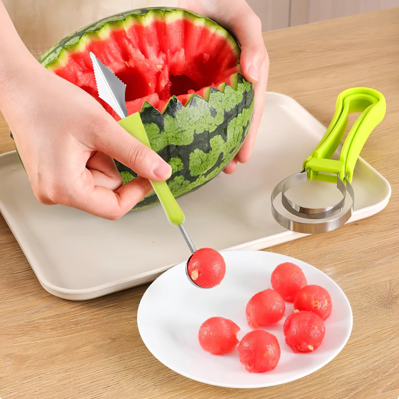 2 Sets Fruit Ball Picker 430 Stainless Steel Watermelon Gadgets Blue Green Melon Baller Tool Set Lightweight Stackable Storage
2 Sets Fruit Ball Picker 430 Stainless Steel Watermelon Gadgets Blue Green Melon Baller Tool Set Lightweight Stackable Storage