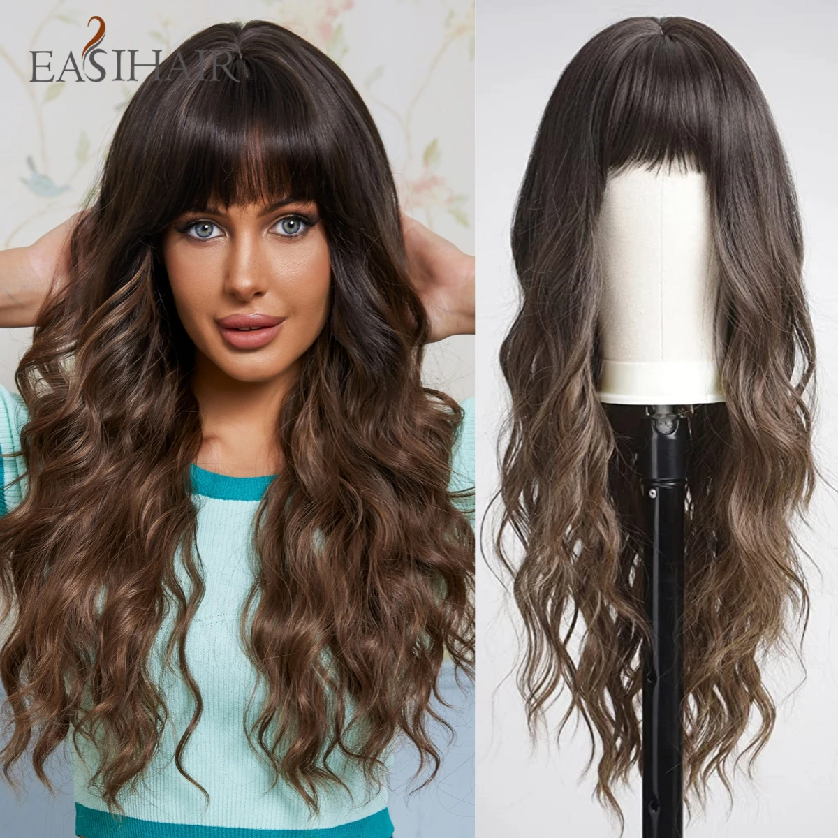 Ombre Brown Long Curly Wave Synthetic Wigs with Bangs Deep Wave Daily Hair Wigs for Women Natural Heat Resistant Copslay Party
Ombre Brown Long Curly Wave Synthetic Wigs with Bangs Deep Wave Daily Hair Wigs for Women Natural Heat Resistant Copslay Party
