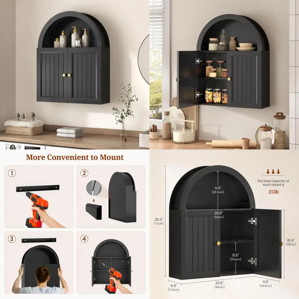 Over Toilet Arched Wall Cabinet 20.3x30.5 with Grille Door, Adjustable Shelf, Space-Saving Storage Solution
Over Toilet Arched Wall Cabinet 20.3x30.5 with Grille Door, Adjustable Shelf, Space-Saving Storage Solution