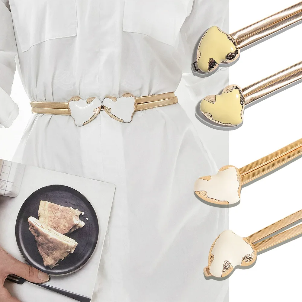Fashion Traceless Elastic Spring Belt Metallic Glossy Heart Belt No Punching Stealth Stretch Waist Belt Women
Fashion Traceless Elastic Spring Belt Metallic Glossy Heart Belt No Punching Stealth Stretch Waist Belt Women