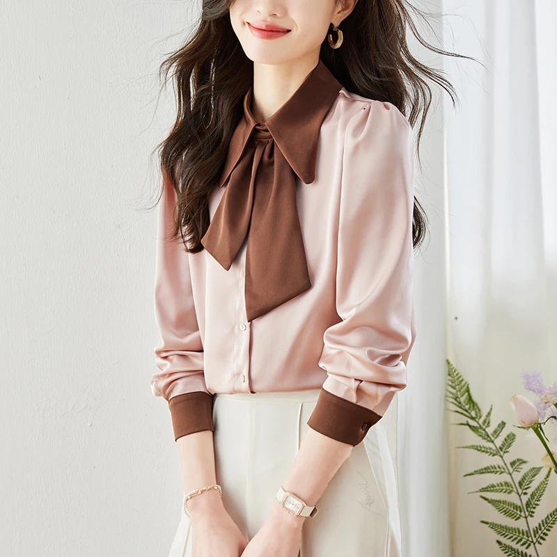 2025 New Fashion Bow Collar Women Blouses Elegant Office Lady Slim Satin Shirts Female Basic Tops Casual Women Clothing
2025 New Fashion Bow Collar Women Blouses Elegant Office Lady Slim Satin Shirts Female Basic Tops Casual Women Clothing