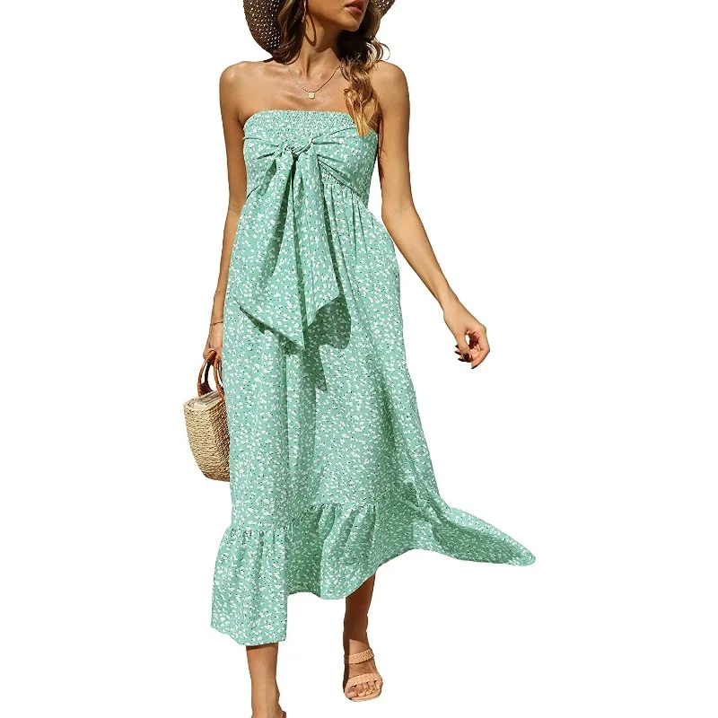 Summer Casual Bohemian Flowers Off-the-shoulder Pleated Tube Top Ruffled Beach Vacation Dress for Women
Summer Casual Bohemian Flowers Off-the-shoulder Pleated Tube Top Ruffled Beach Vacation Dress for Women