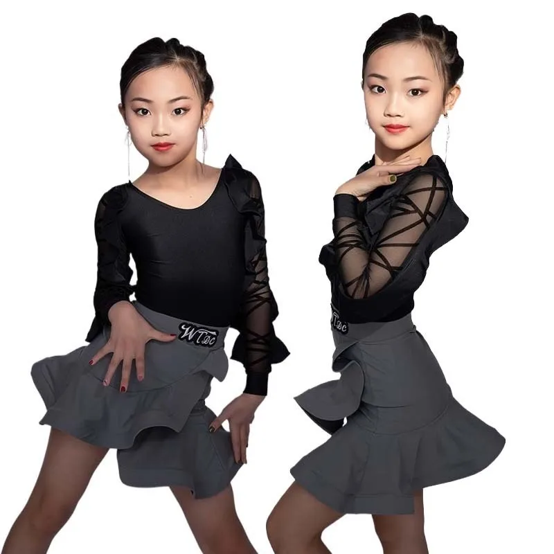 New ballroom latin Lace Mesh ruffle Sleeve girls american dance rumba cha cha samba tango costume competition practice wear kids
New ballroom latin Lace Mesh ruffle Sleeve girls american dance rumba cha cha samba tango costume competition practice wear kids