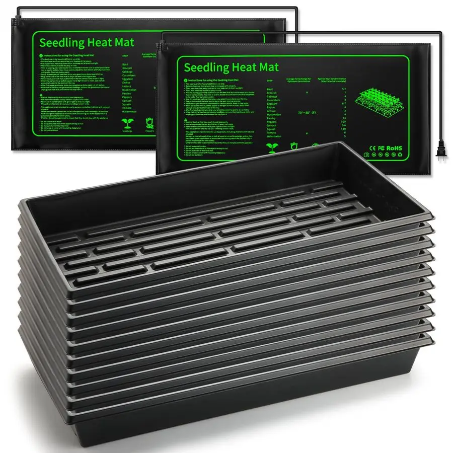Набор для проращивания семян: 10 лотков для рассады 1020 с 2 греющими матами для растений 10x20.5, полный комплект для проращивания семян в помещении
Набор для проращивания семян: 10 лотков для рассады 1020 с 2 греющими матами для растений 10x20.5, полный комплект для проращивания семян в помещении