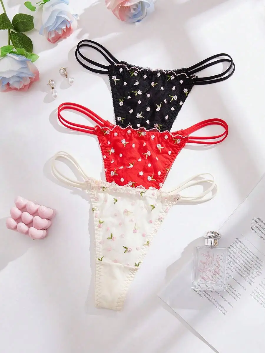 3pcs Womens Floral Embroidery Lace Thong Panties Sweet Style
3pcs Womens Floral Embroidery Lace Thong Panties Sweet Style