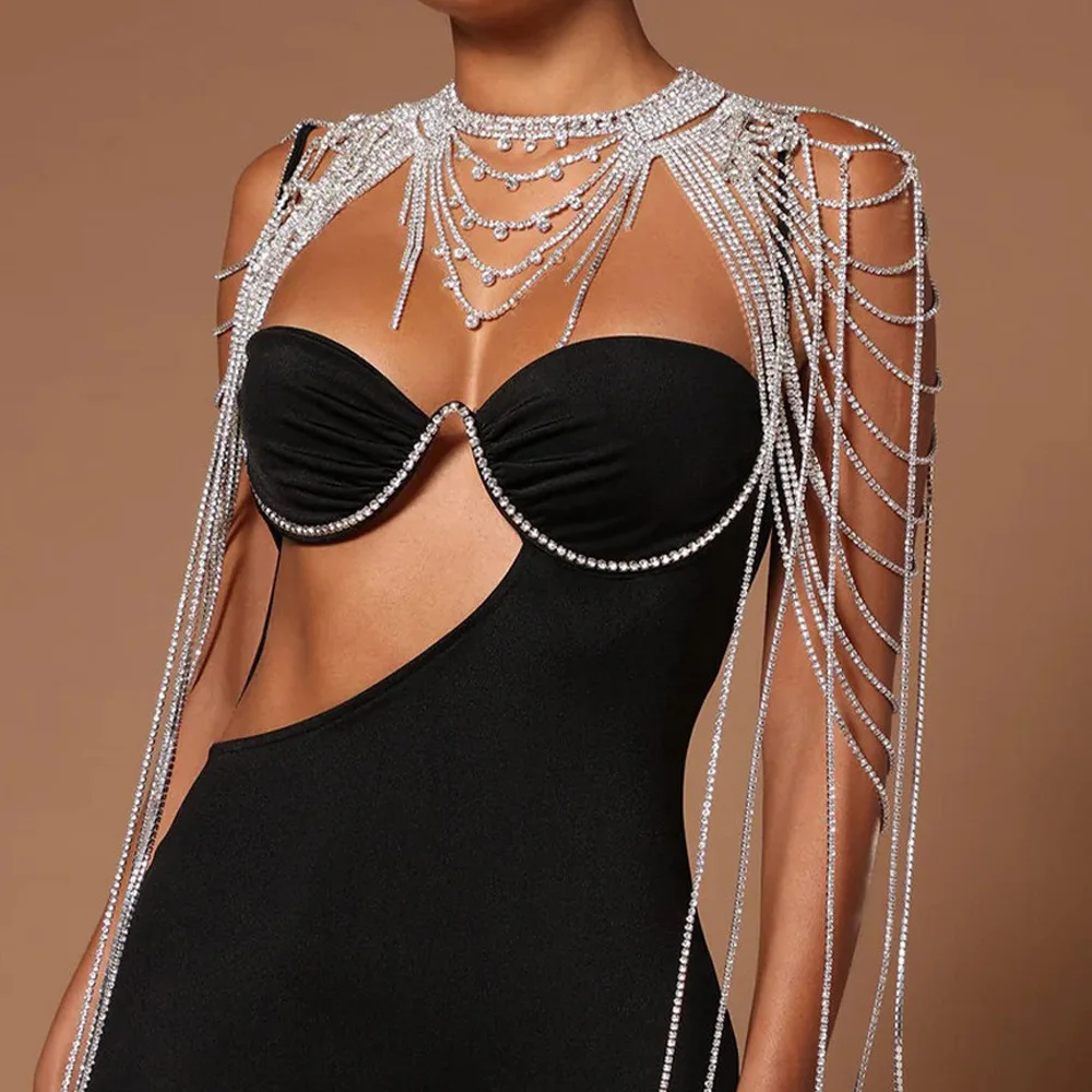 Wedding Multi Layer Tassel Rhinestone Shoulder Chain Jewelry Dress Harness Women Bridal Rhinestone Luxury Body Jewelry Evening
Wedding Multi Layer Tassel Rhinestone Shoulder Chain Jewelry Dress Harness Women Bridal Rhinestone Luxury Body Jewelry Evening
